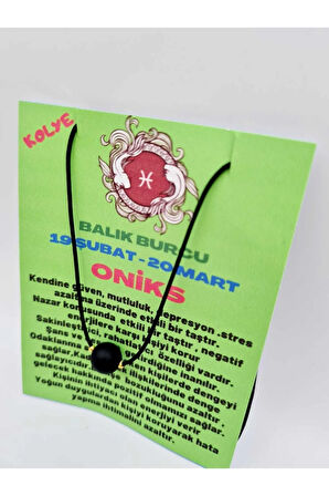 Balık Burcu Oniks Taşı Doğal Taş Kolye