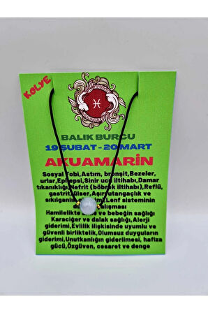 Balık Burcu Akuamarin Taşı Doğal Taş Kolye