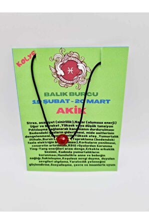 Balık Burcu Turuncu Akik Taşı Doğal Taş Kolye