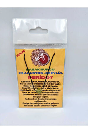 Sertifikalı Başak Burcu Peridot Taşı Doğal Taş Kolye