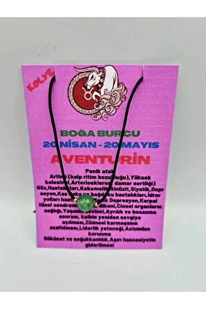 Boğa Burcu Aventurin Taşı Doğal Taş Kolye