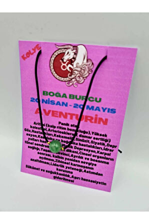 Boğa Burcu Aventurin Taşı Doğal Taş Kolye