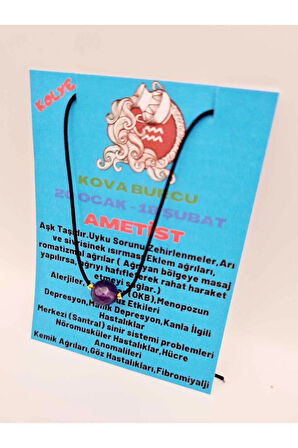 Kova Burcu Ametist Taşı Doğal Taş Kolye