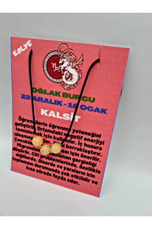 Oğlak Burcu Kalsit Taşı Doğal Taş Kolye