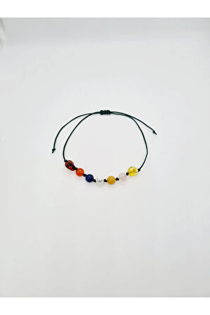 Sertifikalı Kız Öğrenci Bileklik Kehribar Pembe Kuvars Kalsit Havlit Lapis Lazuli Akik