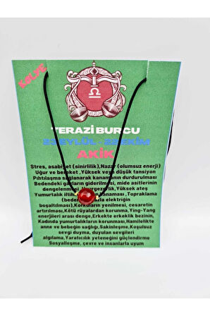 Terazi Burcu Turuncu Akik Taşı Doğal Taş Kolye