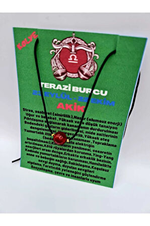 Terazi Burcu Turuncu Akik Taşı Doğal Taş Kolye