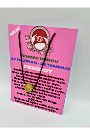 Yengeç Burcu Peridot Taşı Doğal Taş Kolye
