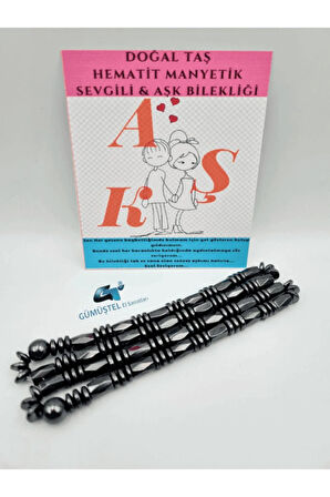 Manyetik Hematit Doğal Taşlı Aşk & Sevgili Bilekliği