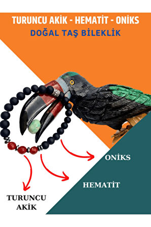 Doğal Taş Turuncu Akik Hematit Oniks Doğal Taş Bileklik