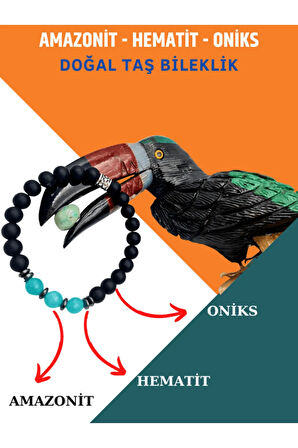 Doğal Taş Amazonit Hematit Oniks Taşı Bileklik