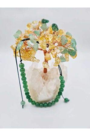 Aventurin Doğal Taş Bileklik Ayarlamalı Kilit Sistemi Her Bileğe Uyumlu