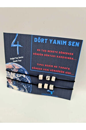 Doğal Taş Sevgili Bilekliği 4 Yanım Sen