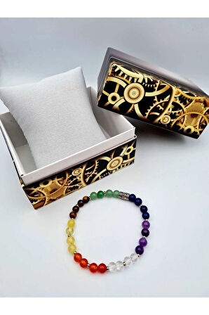 Doğal Taş 7 Çakra Bilekliği Akik Sitrin Kaplan Gözü Aventurin Lapis Lazuli Ametist Kristal Kuvars