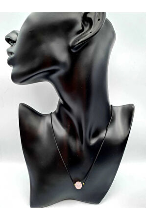 Pembe Kuvars Taşı Kolye Ayarlanabilir Orijinal Doğal Taş Çok Fonksiyonlu Kolye 10 mm