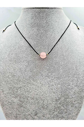 Pembe Kuvars Taşı Kolye Ayarlanabilir Orijinal Doğal Taş Çok Fonksiyonlu Kolye 10 mm