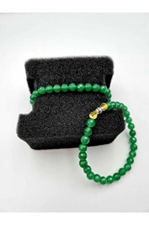 Doğal Yeşim Taşı & Kehribar Bileklik 6mm