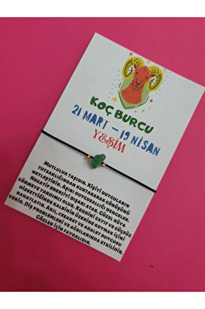 Koç Burcu Yeşim Doğal Taşlı İp Burç Bilekliği