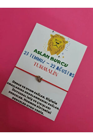 Aslan Burcu Turmalin Doğal Taşlı İp Burç Bilekliği