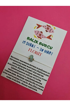 Balık Burcu Florit Doğal Taşlı Ip Burç Bilekliği
