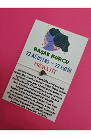 Başak Burcu Hematit Doğal Taşlı İp Burç Bilekliği
