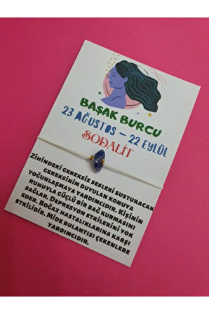 Başak Burcu Sodalit Doğal Taşlı Ip Burç Bilekliği