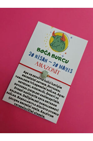 Boğa Burcu Amazonit Doğal Taşlı İp Burç Bilekliği