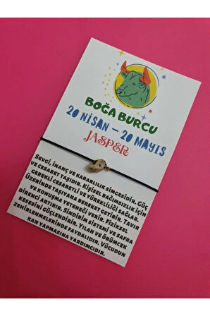 Boğa Burcu Jasper Doğal Taşlı Ip Burç Bilekliği