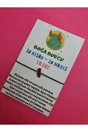 Boğa Burcu Yıldız Doğal Taş İp Burç Bilekliği