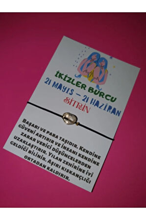 İkizler Burcu Sitrin Doğal Taşlı İp Burç Bilekliği