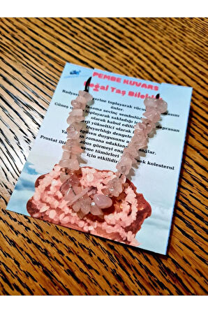 Doğal Kırık Taş Pembe Kuvars Taşı Bileklik Asansörlü Kilit Sistemi