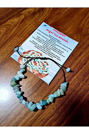 Doğal Kırık Taş Amazonit Taşı Bileklik Asansörlü Kilit Sistemi