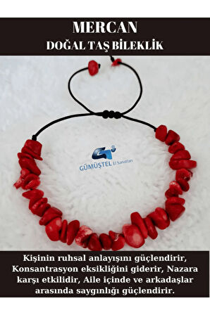 Doğal Kırık Taş Mercan Taşı Bileklik Asansörlü Kilit Sistemi