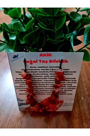 Doğal Kırık Taş Akik Taşı Bileklik Asansörlü Kilit Sistemi