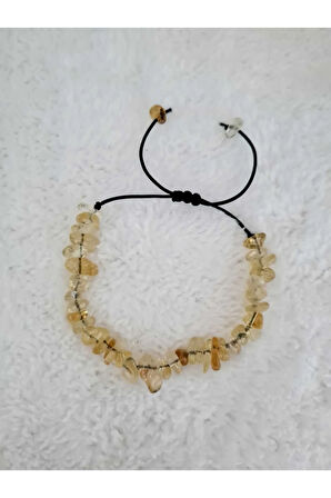 Doğal Kırık Taş Sitrin Taşı Bileklik Asansörlü Kilit Sistemi