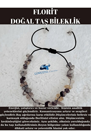 Doğal Kırık Taş Florit Taşı Bileklik Asansörlü Kilit Sistemi