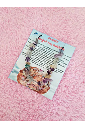 Doğal Kırık Taş Florit Taşı Bileklik Asansörlü Kilit Sistemi