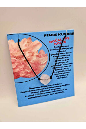 Pembe Kuvars Taşı Kolye Ayarlanabilir Orijinal Doğal Taş Çok Fonksiyonlu Kolye