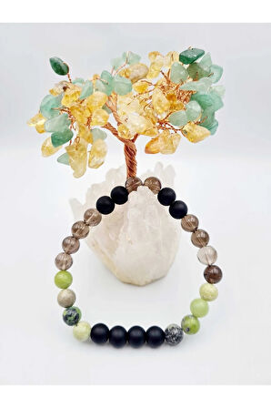 Sertifikalı Şans Doğaltaş Tılsım Bilekliği D.kuvars-oniks-krizopras Taşı Doğaltaş Tılsım Bileklik