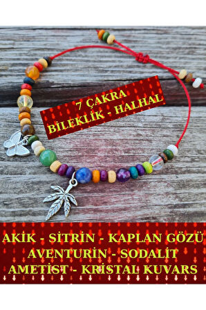 7 Çakra Doğal Taş Tasarım Sallantılı Halhal Sürpriz Hediyeli
