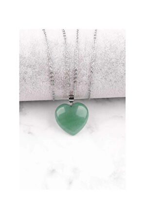 Aventurin Doğal Taş Kalp Kolye