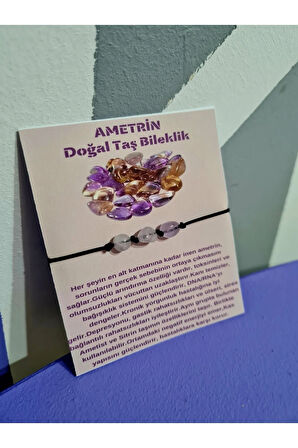 Ametrin Doğal Taş Bileklik  Asansörlü Kilit Sistemi Sürpriz Hediyeli