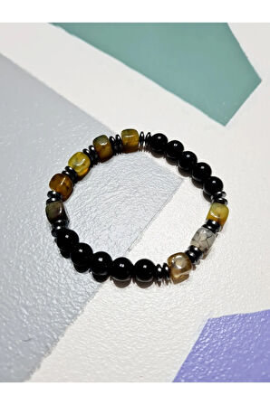 Orijinal Doğal Taş Bileklik Akik Hematit Sürpriz Hediyeli