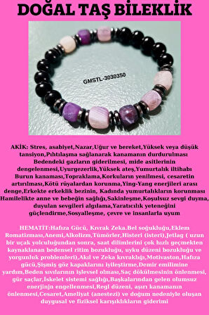 Orijinal Doğal Taş Bileklik Akik Hematit Sürpriz Hediyeli