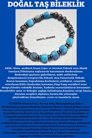 Orijinal Doğal Taş Bileklik Akik Hematit Sürpriz Hediyeli