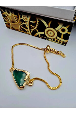 Akik Orijinal Doğal Taş Bileklik Asansörlü Kilit Sistemi AAA Kalite