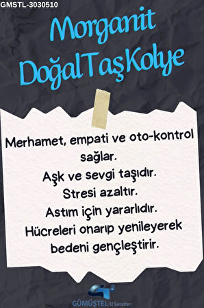 Morganit Orijinal Doğal Taş Tımbıl Kolye AAA Kalite