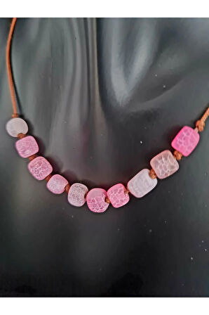 Küp Akik Doğal Taş Kolye AAA Kalite