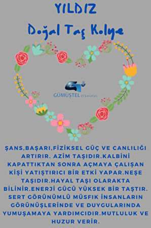 Yıldız Doğal Taş Kalp Model Kolye AAA Kalite Sürpriz Hediyeli