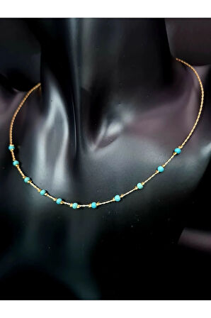 Doğal Turkuaz Taşı Tasarım Kolye AAA Kalite El Yapımı